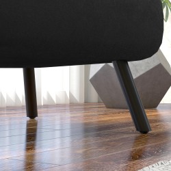 Lepotuolisänky skandinaavinen 4-in-1 nojatuoli teräsrunko samettimainen kangas musta