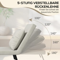 Skandinaavinen lepotuoli / nojatuoli 4-in-1, teräsrunko ja puukäsinojat, cremevalkoinen