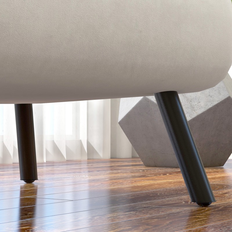 Skandinaavinen lepotuoli / nojatuoli 4-in-1, teräsrunko ja puukäsinojat, cremevalkoinen