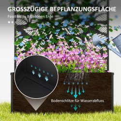 Korkealaatikko näkösuojapaneelilla ja köynnösritilällä, metalli, 61 x 23 x 113 cm, musta