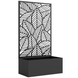 Metallinen korotettu viljelylaatikko köynnöstuellä 60 x 30 x 113 cm musta