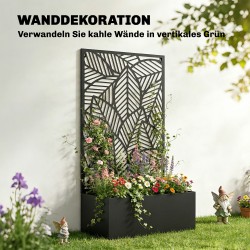 Metallinen korotettu viljelylaatikko köynnöstuellä, 60 x 30 x 113 cm, musta