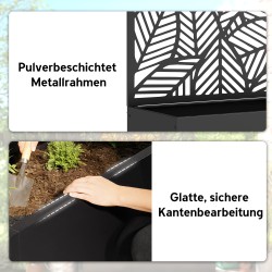 Metallinen korotettu viljelylaatikko köynnöstuellä, 60 x 30 x 113 cm, musta