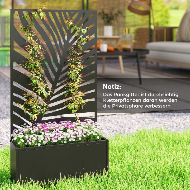 Metallinen viljelylaatikko ja köynnösteline ulkokäyttöön 61 x 23 x 113 cm, musta