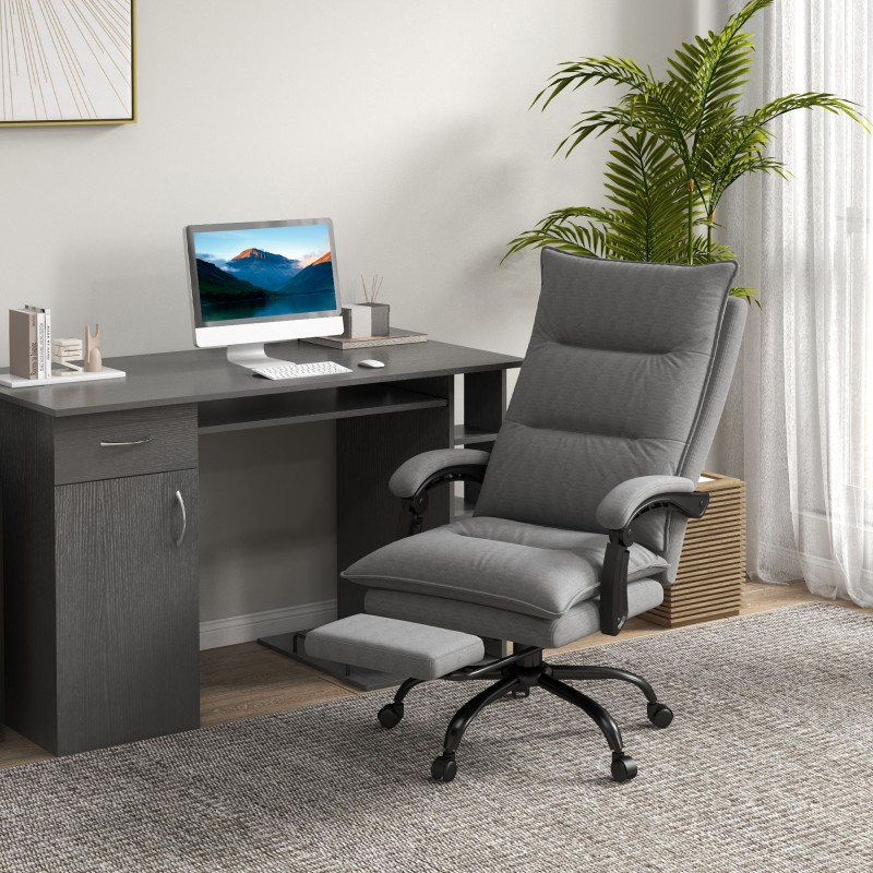 Hierova työtuoli lämmityksellä ja jalkatuella, mikrokuitu, säädettävä korkeus, harmaa