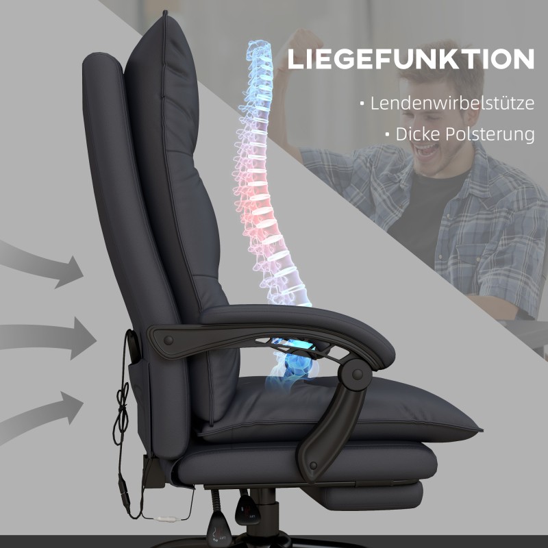 Työtuoli hieronta- ja lämmitystoiminnolla, jalkatuki, mikrokuitu, max 120 kg, tummanharmaa