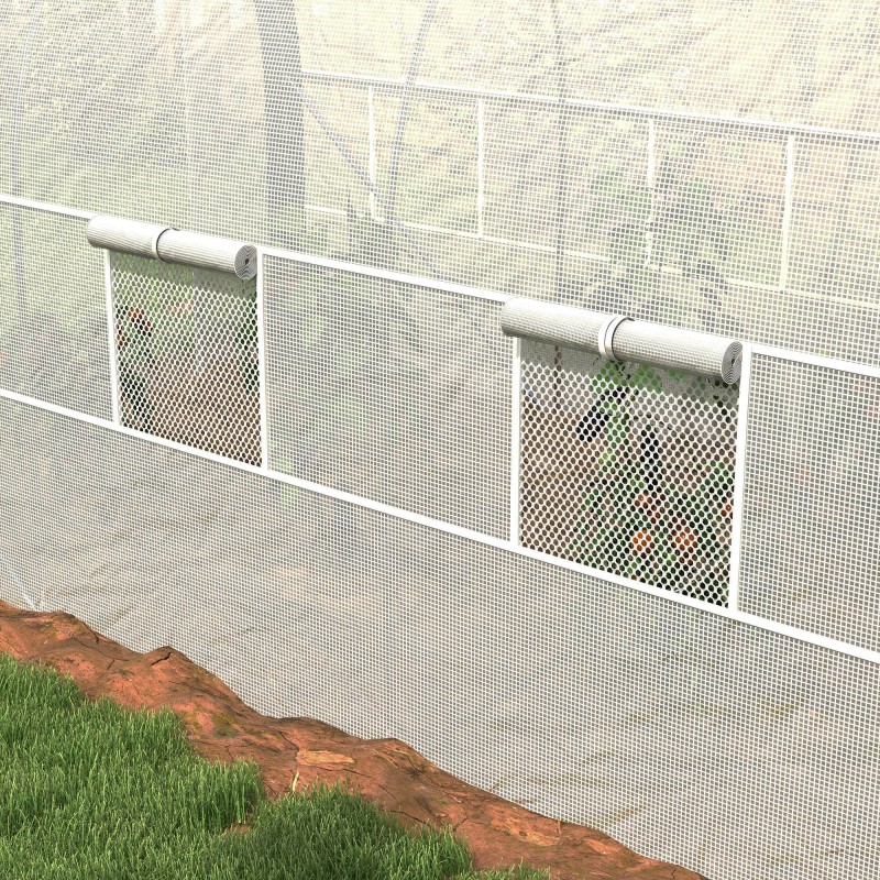 Tunnelikasvihuone metallirungolla, PE-peite, 3,58 x 2,10 x 2,10 m, valkoinen