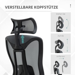 Ergonominen työtuoli toimistotuoli mesh-verkkokangas 70 x 66 x 120–128 cm harmaa