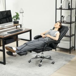 Hierova työtuoli jalkatuella, mikrokuitu, säädettävä, 64 x 70 x 110–118 cm, musta