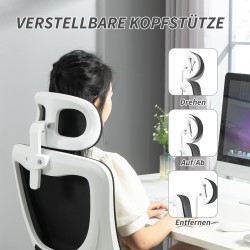 Ergonominen työtuoli säädettävällä niskatuella, korkea selkänoja, max 120 kg, musta