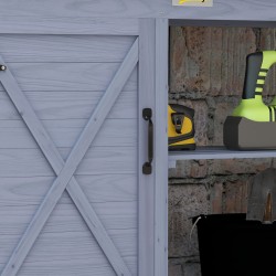 Puutarhatyöpöytä säilytyskaapilla, alumiininen työtaso, 112 x 47 x 146 cm, harmaa