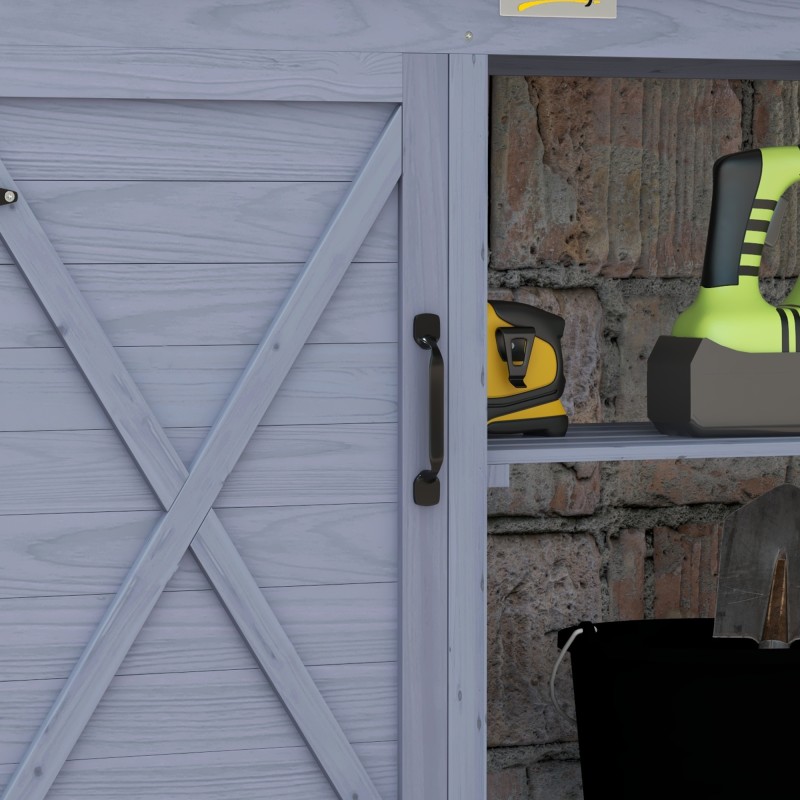 Puutarhatyöpöytä säilytyskaapilla, alumiininen työtaso, 112 x 47 x 146 cm, harmaa