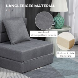 Lepotuoli ja vierasvuode, poly-puuvilla, 70 x 70 x 61 cm, tummanharmaa