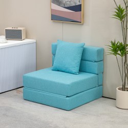 Leposohva ja vierasvuode polycotton-vaahtomuovia 70 x 70 x 61 cm vaaleansininen irrotettava päällinen