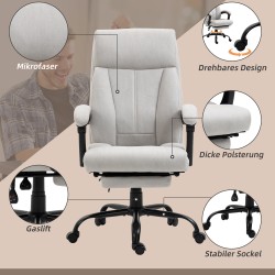 Hierova työtuoli lannerangan lämmityksellä ja kallistustoiminnolla, mikrokuitu, vaaleanharmaa