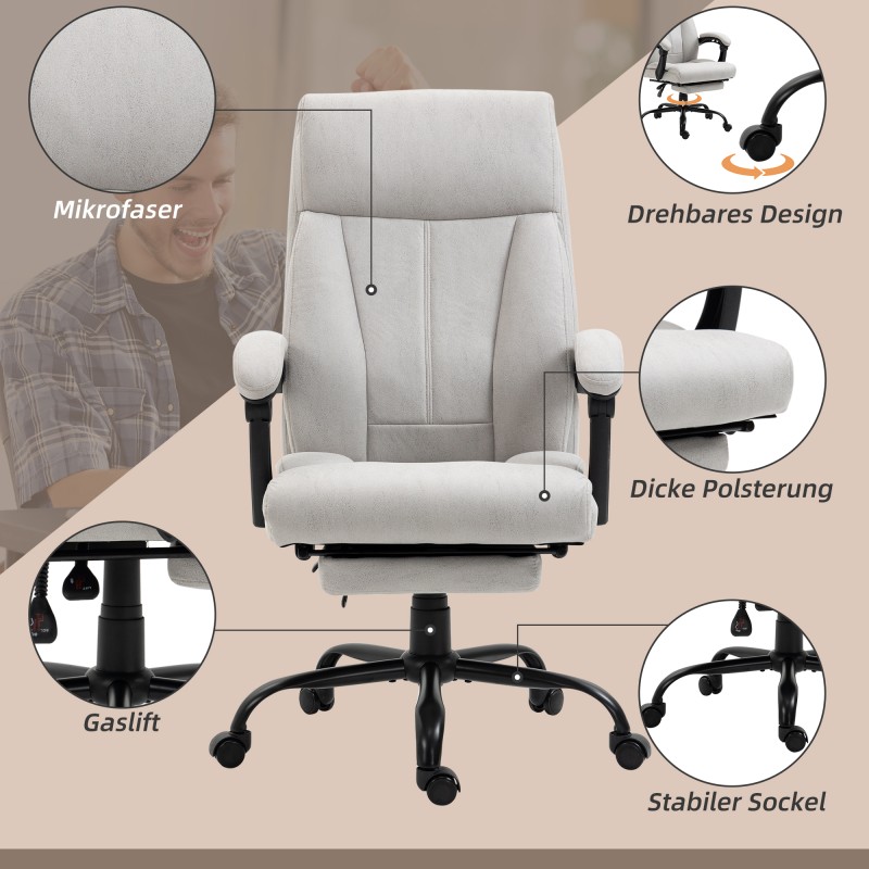 Hierova työtuoli lannerangan lämmityksellä ja kallistustoiminnolla, mikrokuitu, vaaleanharmaa