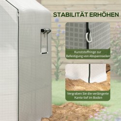 Kasvihuoneen suojapeite kasvitunneliin PE-muovia 140 x 143 x 190 cm valkoinen