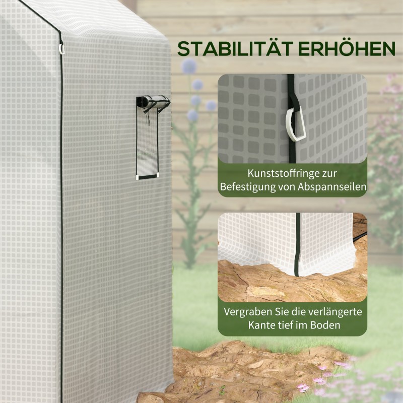 Kasvihuoneen suojapeite kasvitunneliin PE-muovia 140 x 143 x 190 cm valkoinen