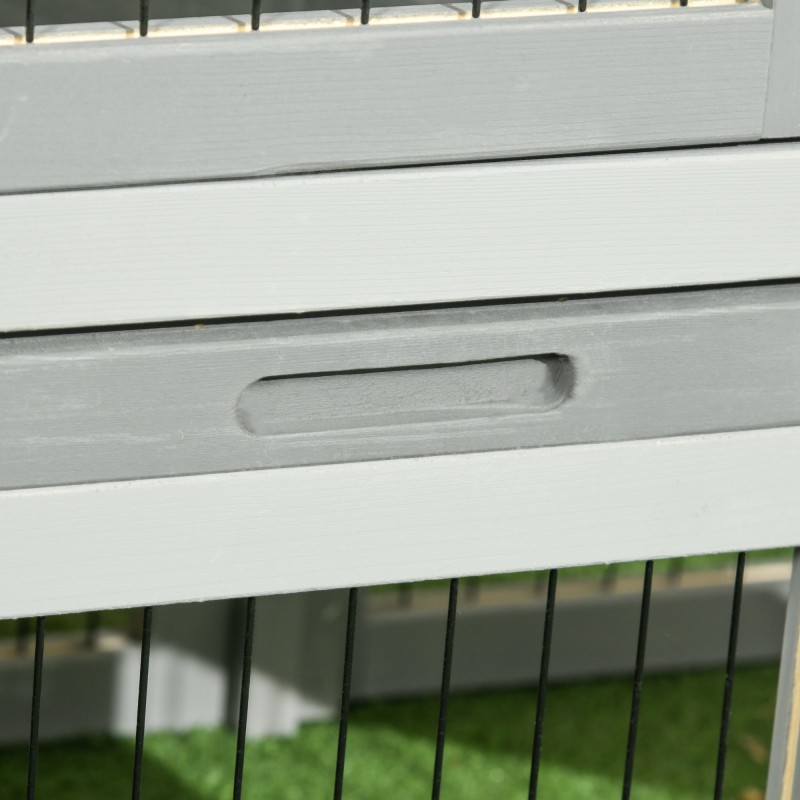 Pieneläinhäkki ulkokäyttöön marsuille ja kaneille, puuta, 150 x 52 x 68 cm, harmaa