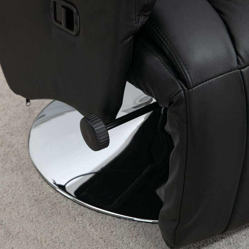 Lepotuoli säätöselkänojalla ja jalkatuella, keinonahkaa, 78 x 80 x 109 cm, musta