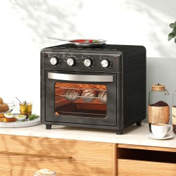 Minibackofen kiertoilma-airfryer uuni 30 l, 7 ohjelmaa, 90–230 °C, musta