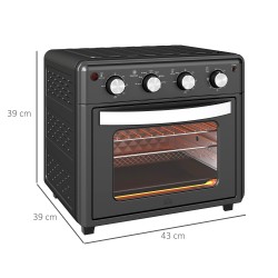 Minibackofen kiertoilma-airfryer uuni 30 l, 7 ohjelmaa, 90–230 °C, musta