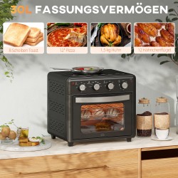 Minibackofen kiertoilma-airfryer uuni 30 l, 7 ohjelmaa, 90–230 °C, musta