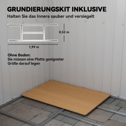 Pihavarasto ulkokäyttöön, sinkitty teräs, liukuovet ja tuuletusaukot, 213 x 130 x 172 cm, tummanharmaa