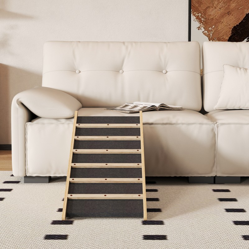 Koiran ramppi huonekaluille, havupuu ja monikerroslevy, 90 x 40 x 45 cm, luonnonvärinen/harmaa