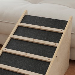 Koiran ramppi huonekaluille, havupuu ja monikerroslevy, 90 x 40 x 45 cm, luonnonvärinen/harmaa