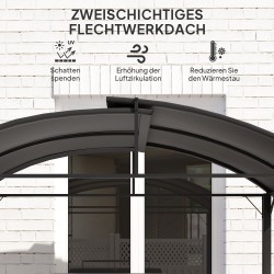 Grillikatos teräsrunko 233 x 110 cm, 2 sivutasoa ja koukut, tummanharmaa