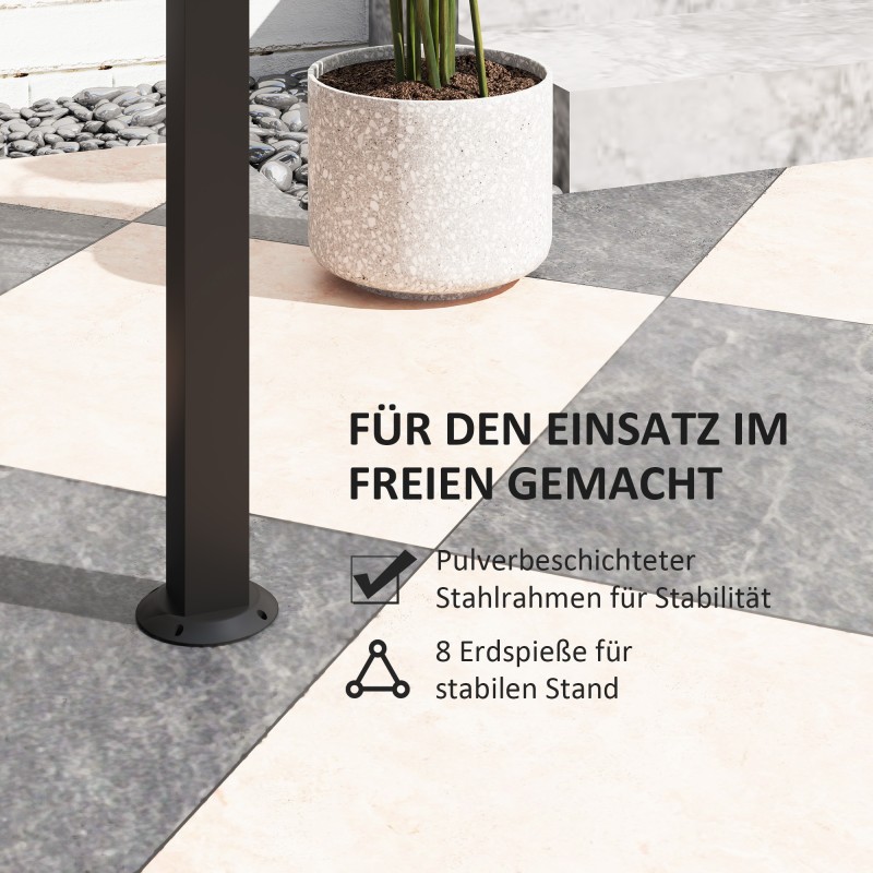 Grillikatos teräsrunko 233 x 110 cm, 2 sivutasoa ja koukut, tummanharmaa