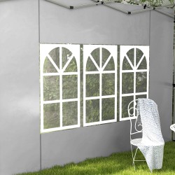 Paviljongin sivuseinät ikkunoilla 3x3/3x4 m 2 kpl oxford-kangasta vaaleanharmaa vesitiivis