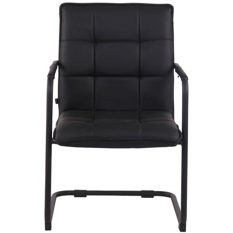 Tyylikäs keinonahkainen ruokailutuolipari keinuvalla metallirungolla