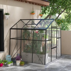 Kasvihuone polykarbonaatti 192 x 192 x 204 cm, musta