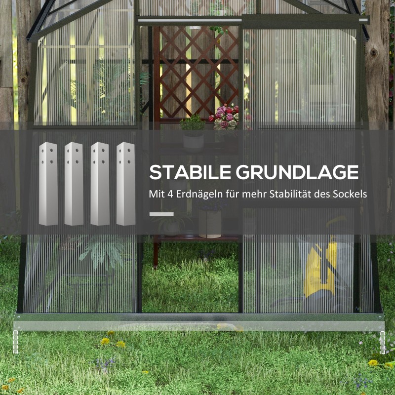 Kasvihuone polykarbonaatti 192 x 192 x 204 cm, musta