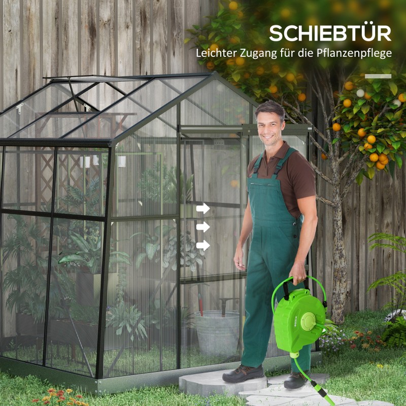 Kasvihuone polykarbonaatti 192 x 192 x 204 cm, musta