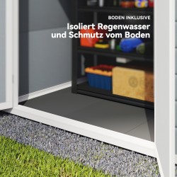 Metallinen puutarhavaja lukittavalla kaksoisovella ja ikkunalla 183 x 134 x 210 cm harmaa