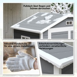 Metallinen puutarhavaja lukittavalla kaksoisovella ja ikkunalla 183 x 134 x 210 cm harmaa