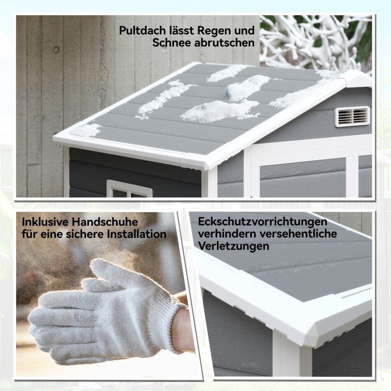 Metallinen puutarhavaja lukittavalla kaksoisovella ja ikkunalla 183 x 134 x 210 cm harmaa