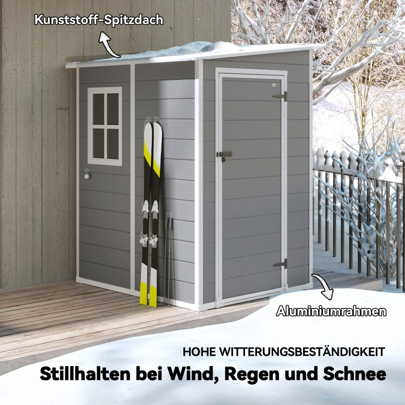 Pihavarasto alumiinia lukittavalla ovella ja ikkunalla 122 x 149 x 192 cm harmaa