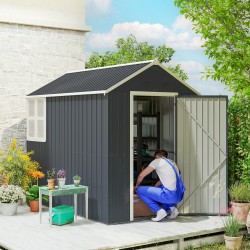 Metallinen pihavarasto puutarhatyökaluille 259x172x222 cm harmaa/valkoinen