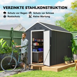 Metallinen pihavarasto puutarhatyökaluille 259x172x222 cm harmaa/valkoinen