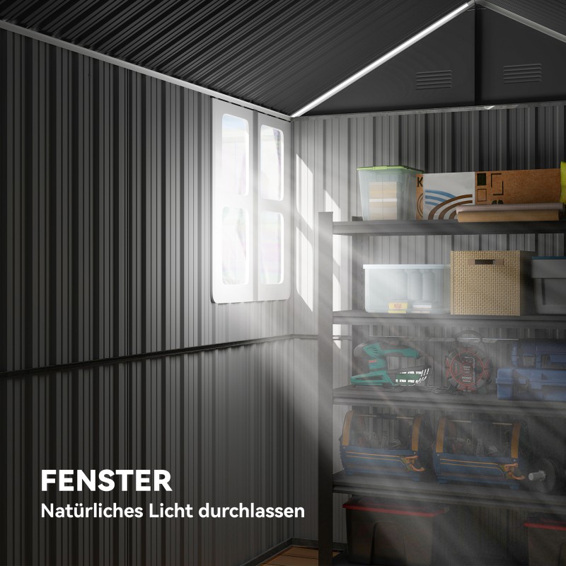 Metallinen pihavarasto puutarhatyökaluille 259x172x222 cm harmaa/valkoinen