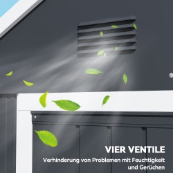 Metallinen pihavarasto puutarhatyökaluille 259x172x222 cm harmaa/valkoinen