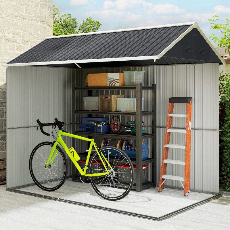 Metallinen pihavarasto puutarhatyökaluille 259x172x222 cm harmaa/valkoinen