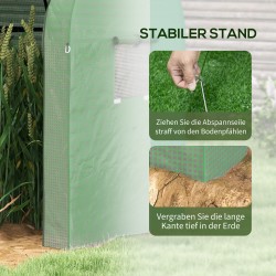 Pienoiskasvihuone köynnöskasveille teräsrunko PE-peite 185 x 94 x 150 cm vihreä