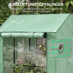 Pieni kasvihuone puutarhatunneli, 2 osastoa, teräs ja PE-muovi, 100 x 80 x 150 cm, vihreä