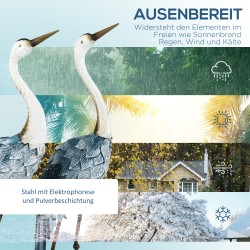 Puutarhakoriste kurkiveistossetti ulkokäyttöön, teräs, 2 kpl, 26 x 15 x 74 cm, sininen/valkoinen/harmaa