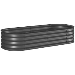 Metallinen kasvatuslaatikko korkeapenkki 150 x 62 x 30 cm tummanharmaa